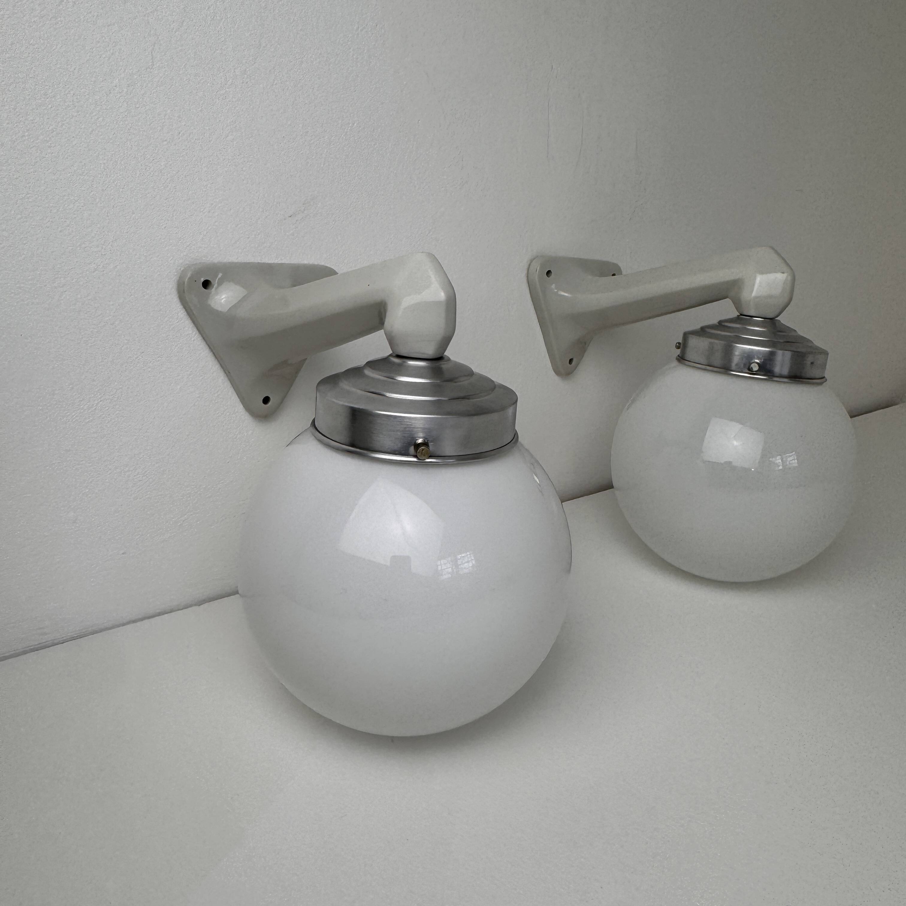 Pair of vintage opaline wall sconces