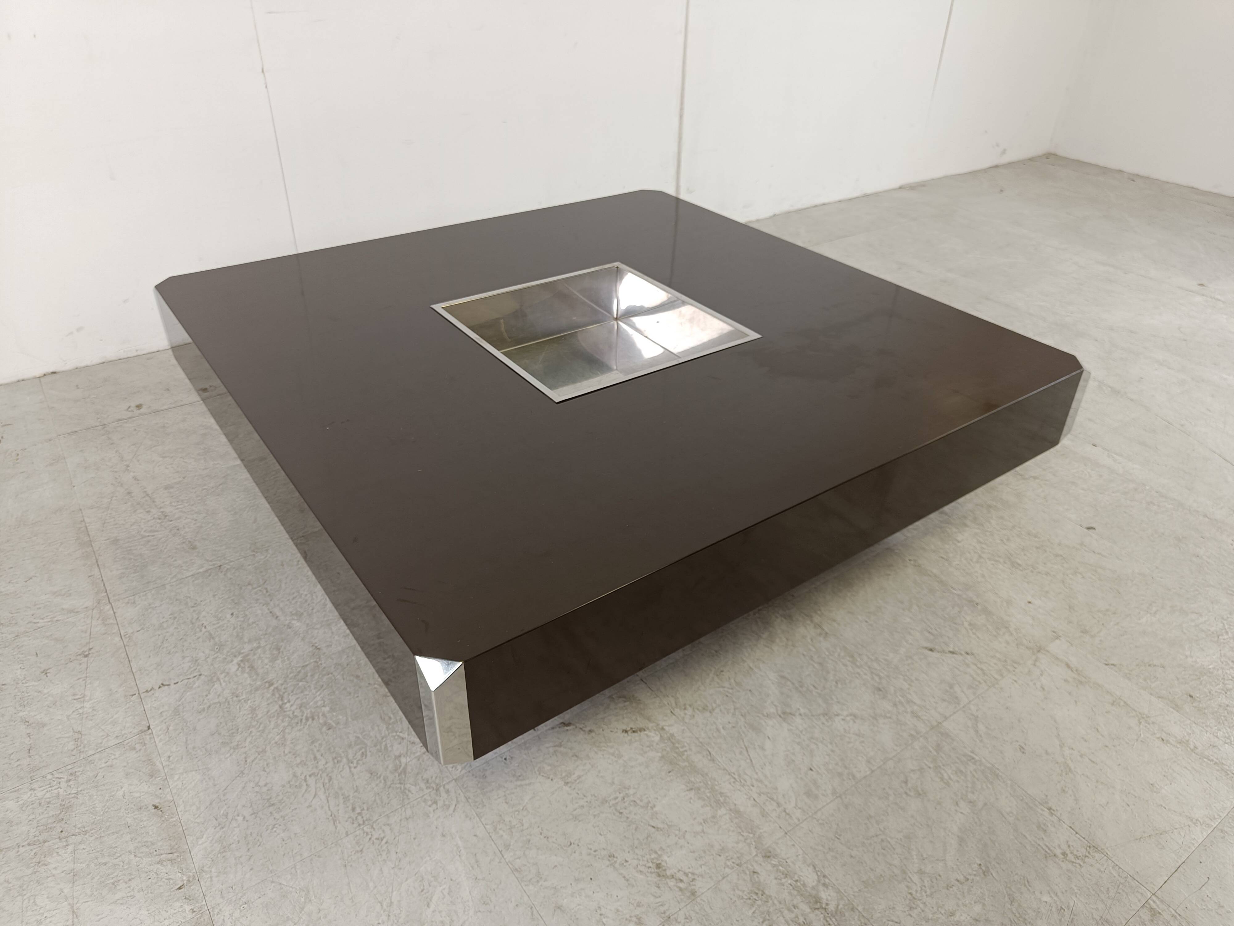 Square Alveo coffee table by Willy Rizzo, 1970s