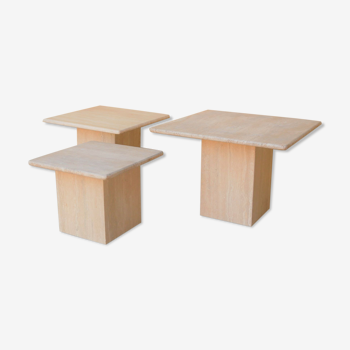 Series of 3 coffee tables in travertine
