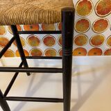 High stool made of wood and straw