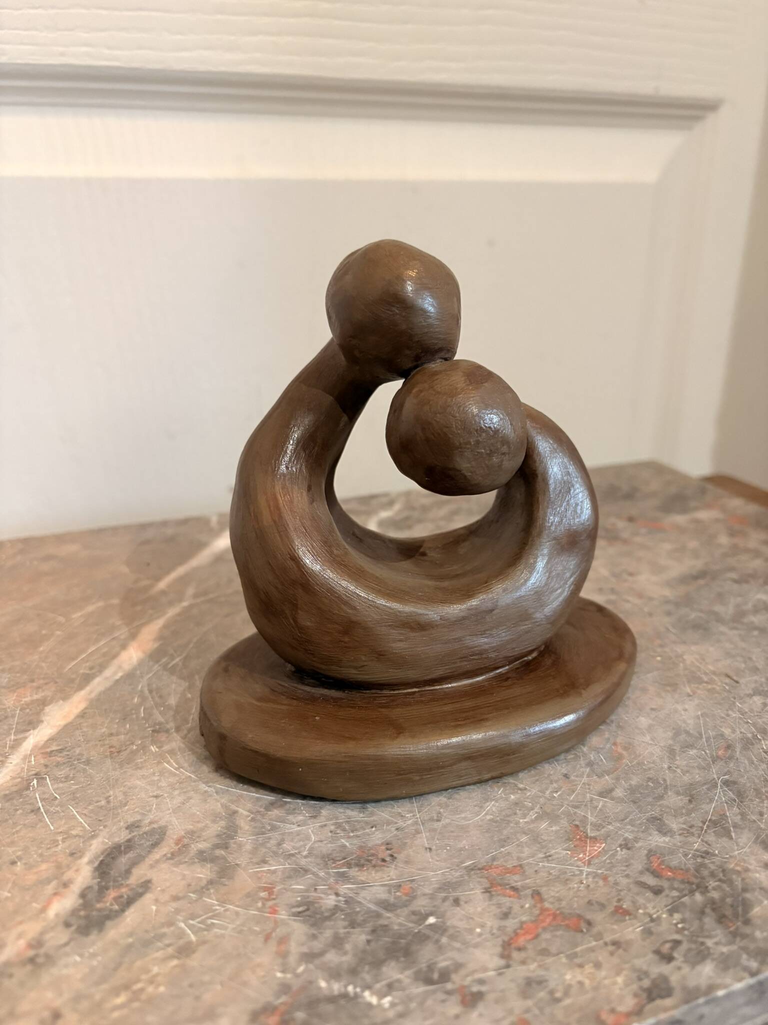 Ceramic Sculpture Pottery Nativity Man Woman Couple Abstract Modern Fa