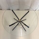 1950s glass and brass coffee table