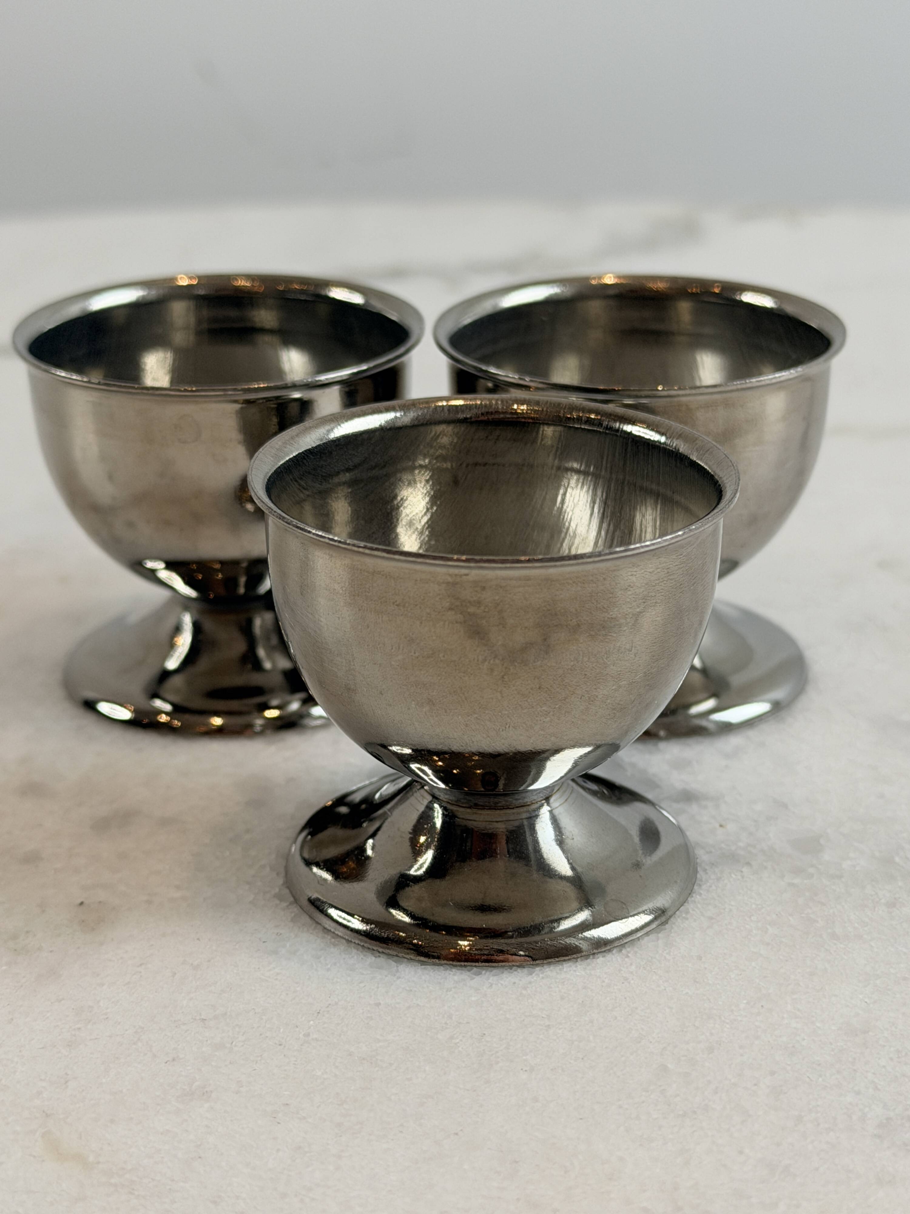Lot de 3 coquetiers en inox