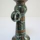 enamelled ceramic candle holder signed "S" plant decoration 70s