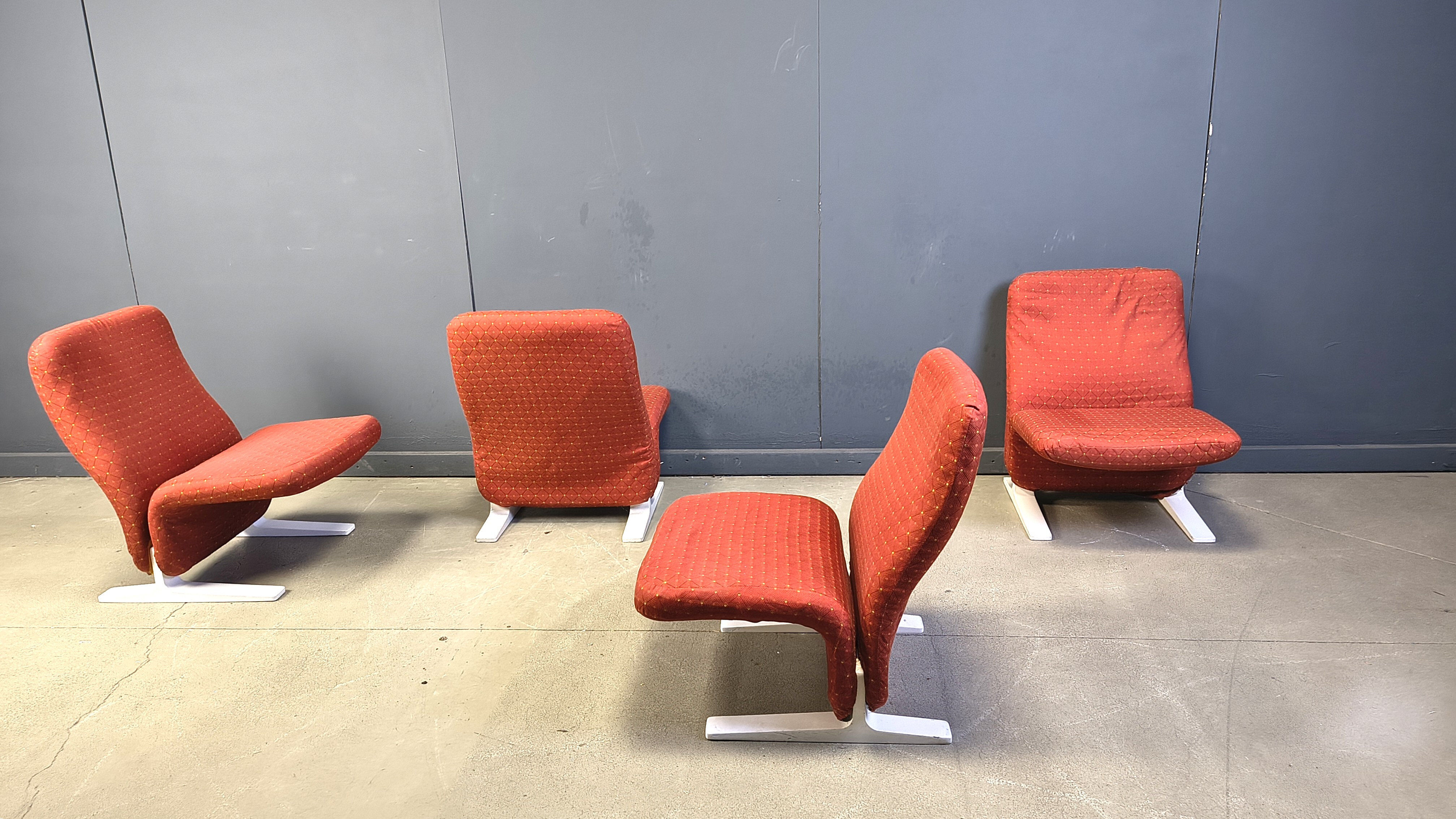 Fauteuils Concorde de Pierre Paulin, ensemble de 4, années 1960.