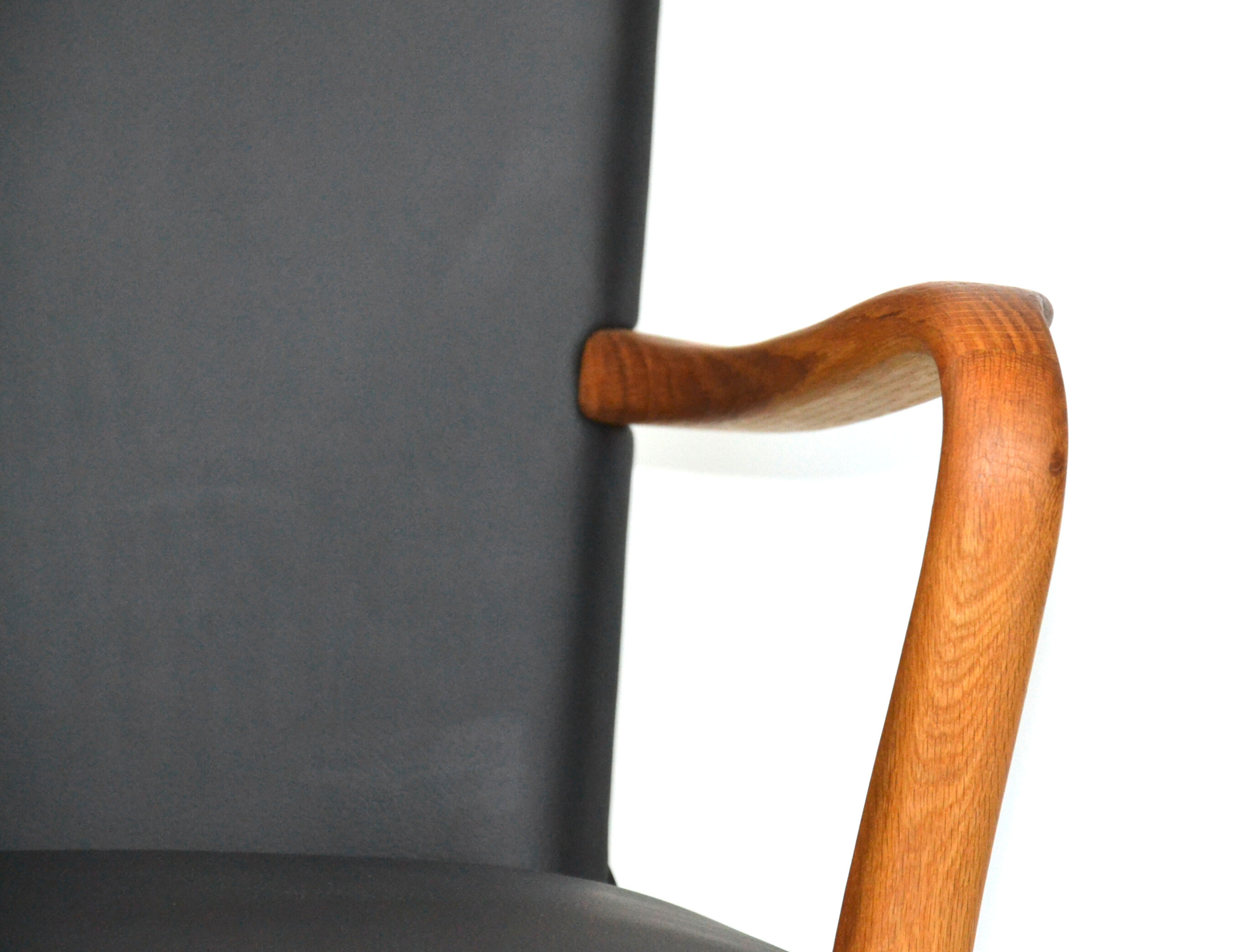 Antique black leather and oak desk chair 1900s, Sweden