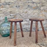 Paire de tabourets tripodes