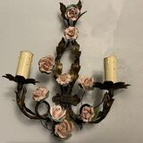 Vintage tole porcelain sconces 1960s