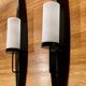 Pair of scandinavian design metal and glass lanterns.