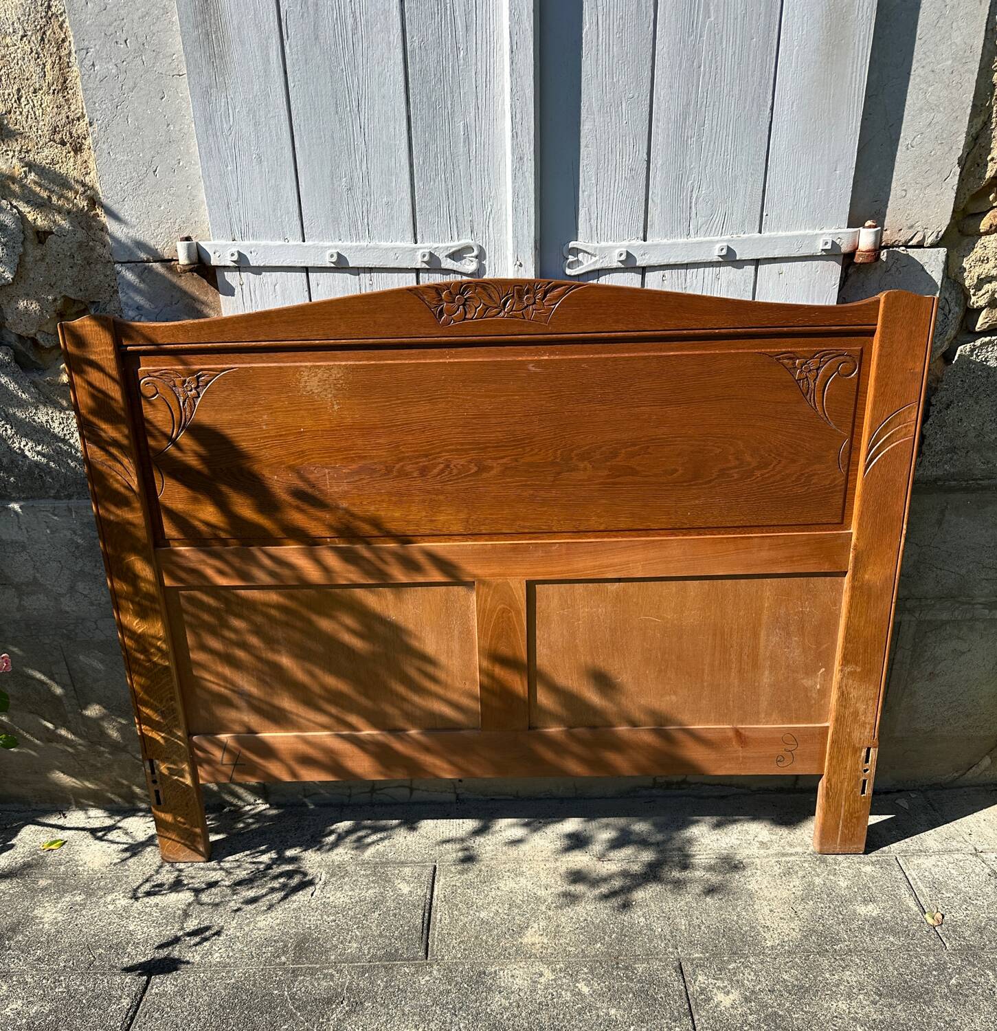 Vintage headboard and footboard in 140cm Art Deco style.