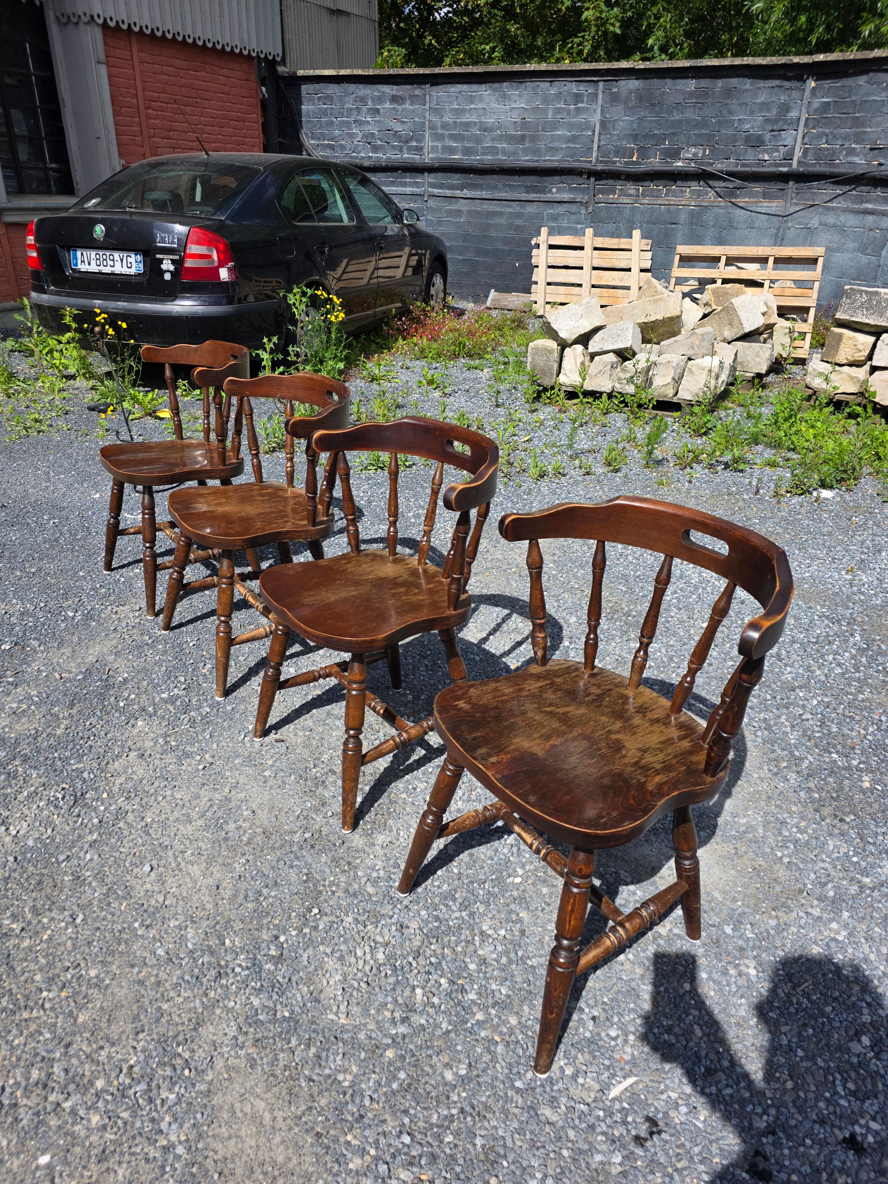 4 fauteuils bistrot style western en hêtre