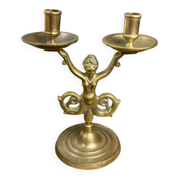 Mermaid-shaped chandelier in bronze