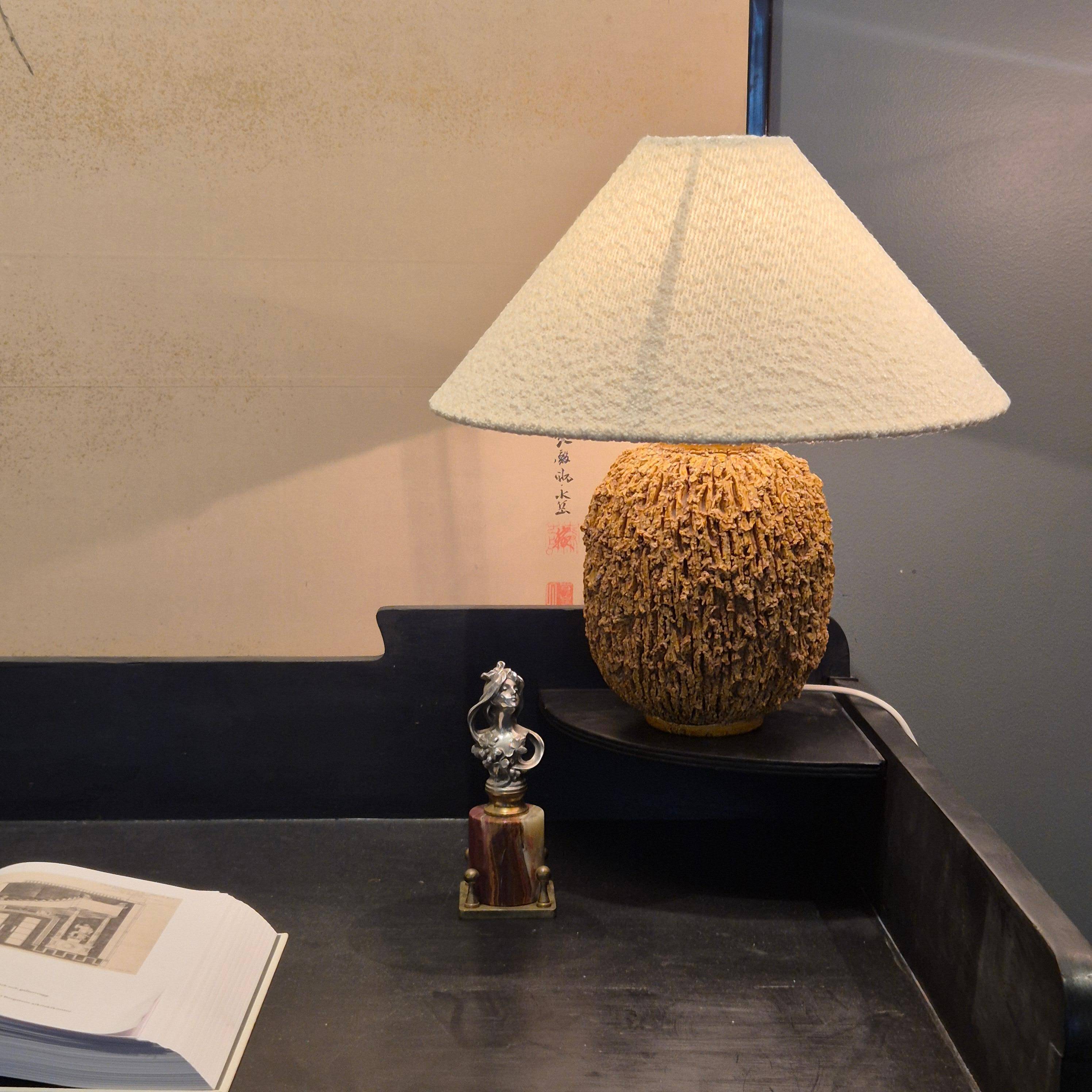 Table lamp from the Chamotte / Hedgehog series, Gunnar Nylund. Height approx. 31 cm, Swedish modern style.