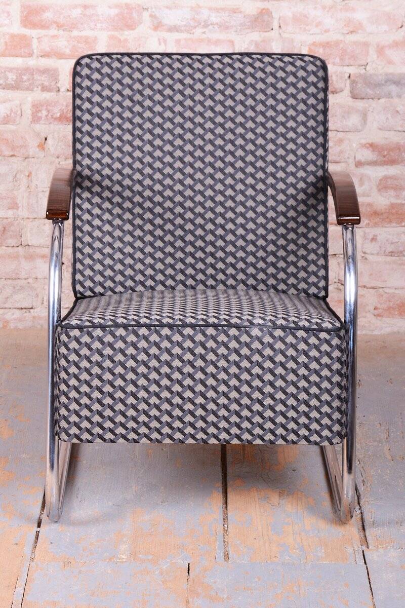 Bauhaus Armchairs in Beech and Chrome from Mücke-Melder, Czech, 1930s, Set of 2