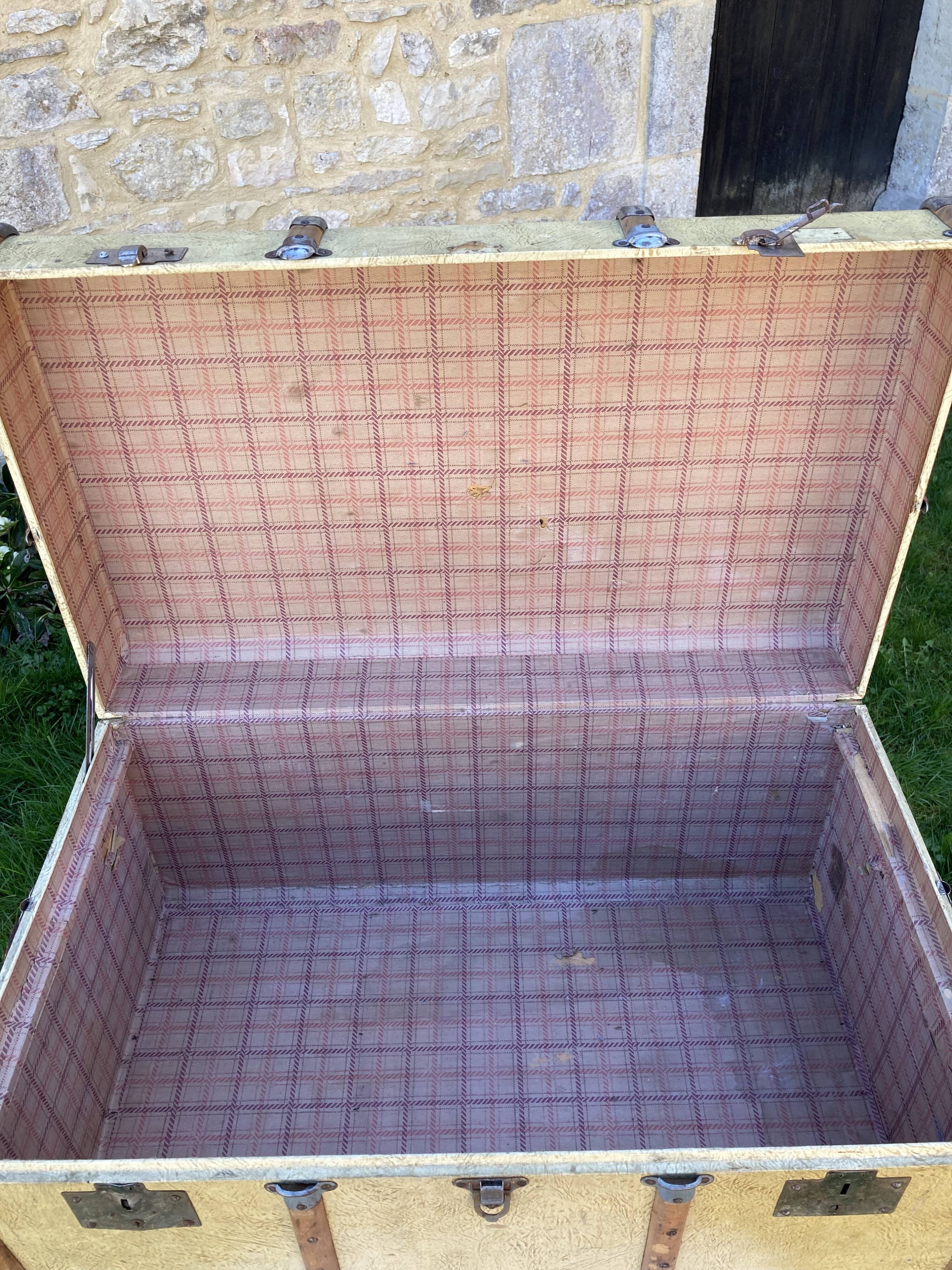 Antique wooden travel trunk
