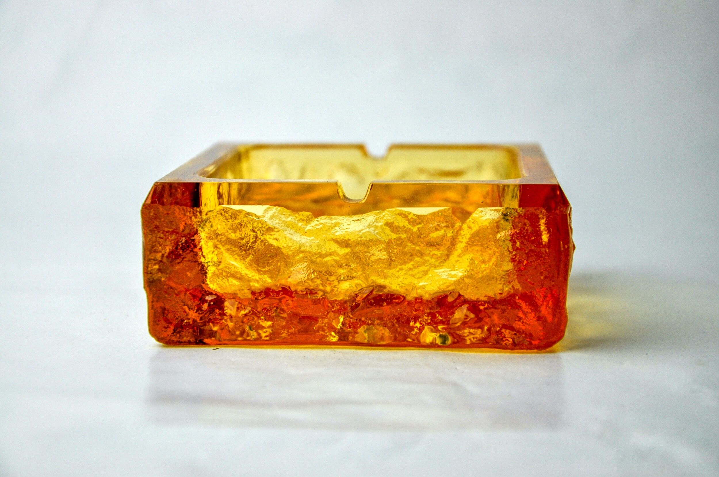 Cendrier orange par Antonio Imperatore, verre de murano, italie, 1970