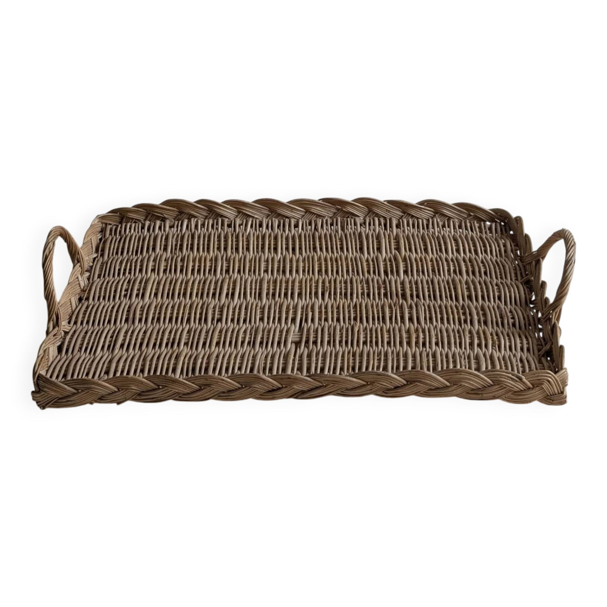 Plateau en osier rectangulaire