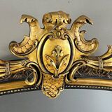 Grand Miroir à Fronton En Bois Sculpté Et Doré, Style Napoléon III