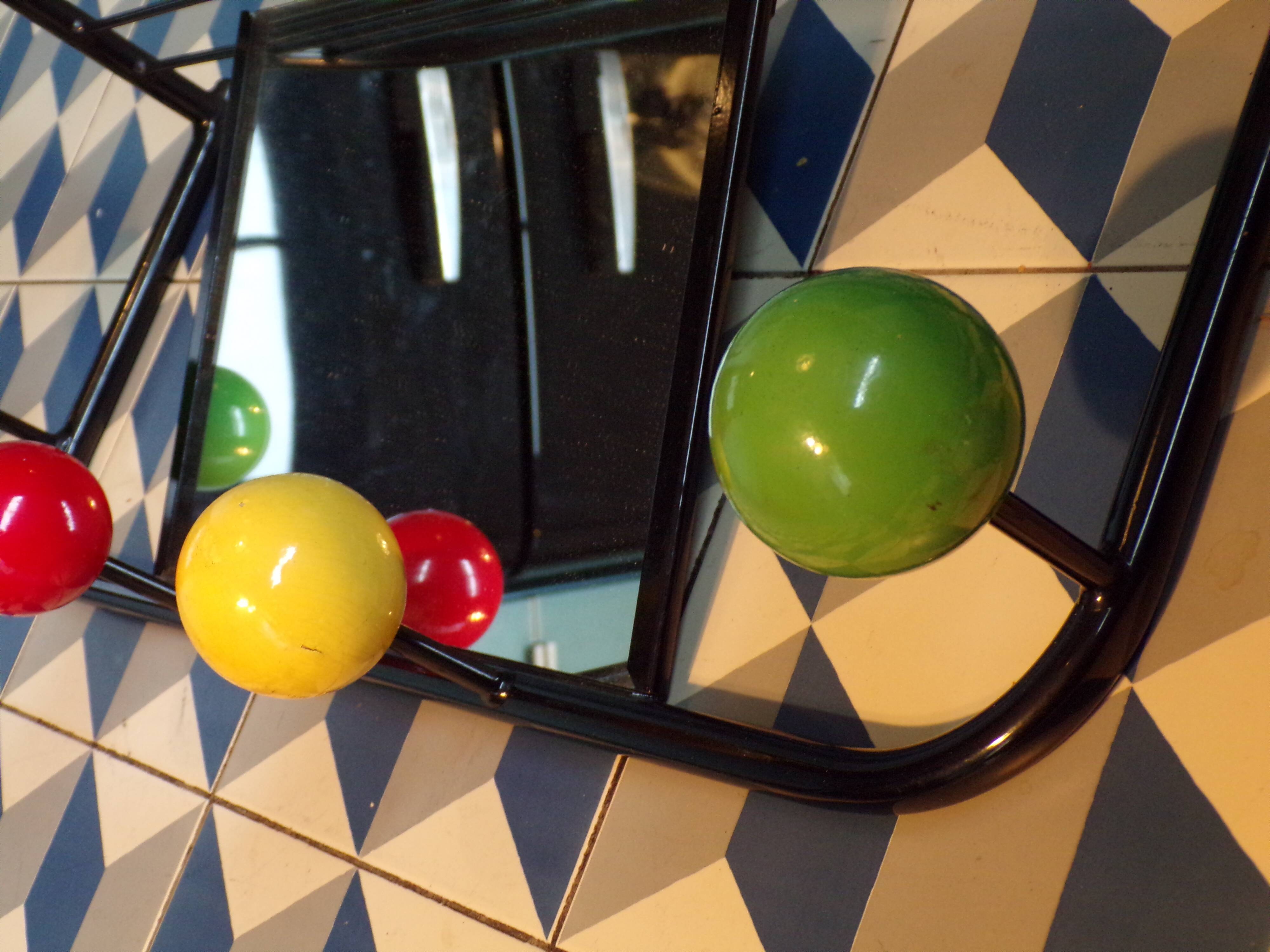Vintage coat racks with balls and mirror