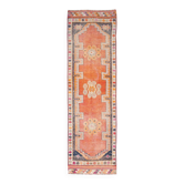 Tapis de couloir vintage bleu marine et orange de la marine turque 3x11, 101x339 cm