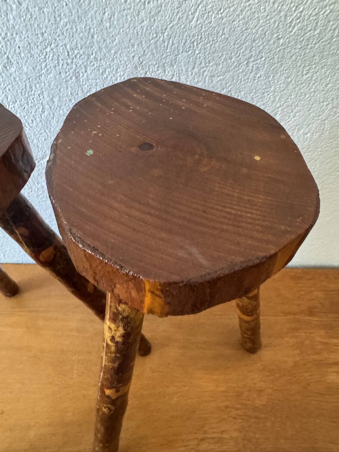 Brutalist wooden stools from the 60s
