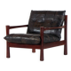 Vintage Mid Century Black Leather Patchwork Lounge Chair, 1960s