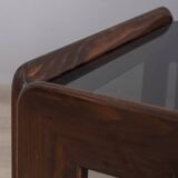 VINTAGE 1970S COFFEE TABLE IN WOOD AND GLASS DESIGNED AFRA E TOBIA SCARPA