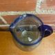 Antique Blown Bubble Glass Pitcher Transparent & Cobalt Blue 2L Vintage