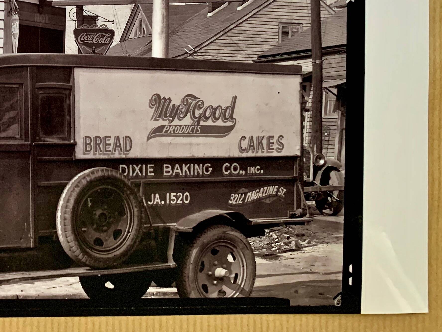 "Street corner in New Orleans, front of the NE Saul' sandwich shop
