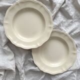 2 deep plates in scalloped ivory earthenware Sarreguemines