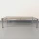 Vintage rectangular coffee table in smoked glass and chrome metal from the 1960s.