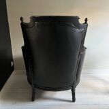 Bergère cuir noir