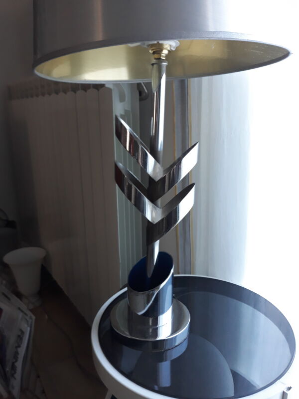 Lampe en aluminium brossé années 70
