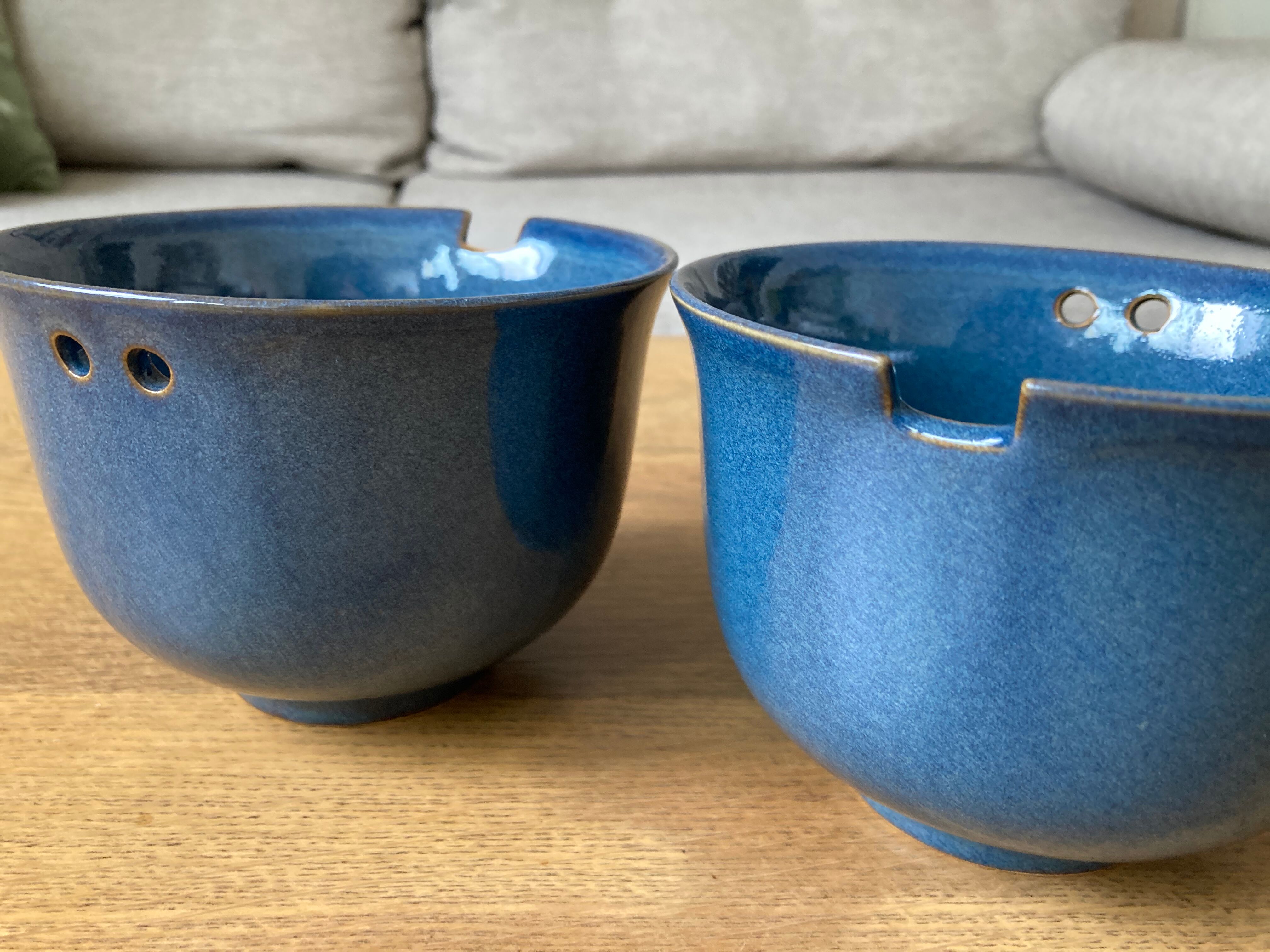 Service japonais en grès bleu