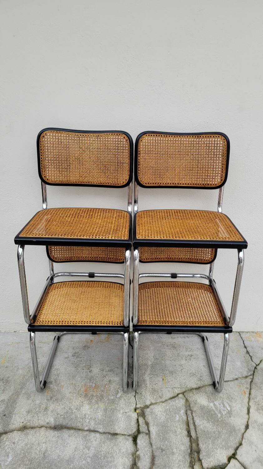 Set of 4 Marcel Breuer cesca black b32 chairs