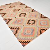 6x10 Green & Light Orange Tribal Large Kilim Area Rug, 176x301Cm