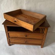 Small old wooden haberdashery chest of drawers, 3 drawers