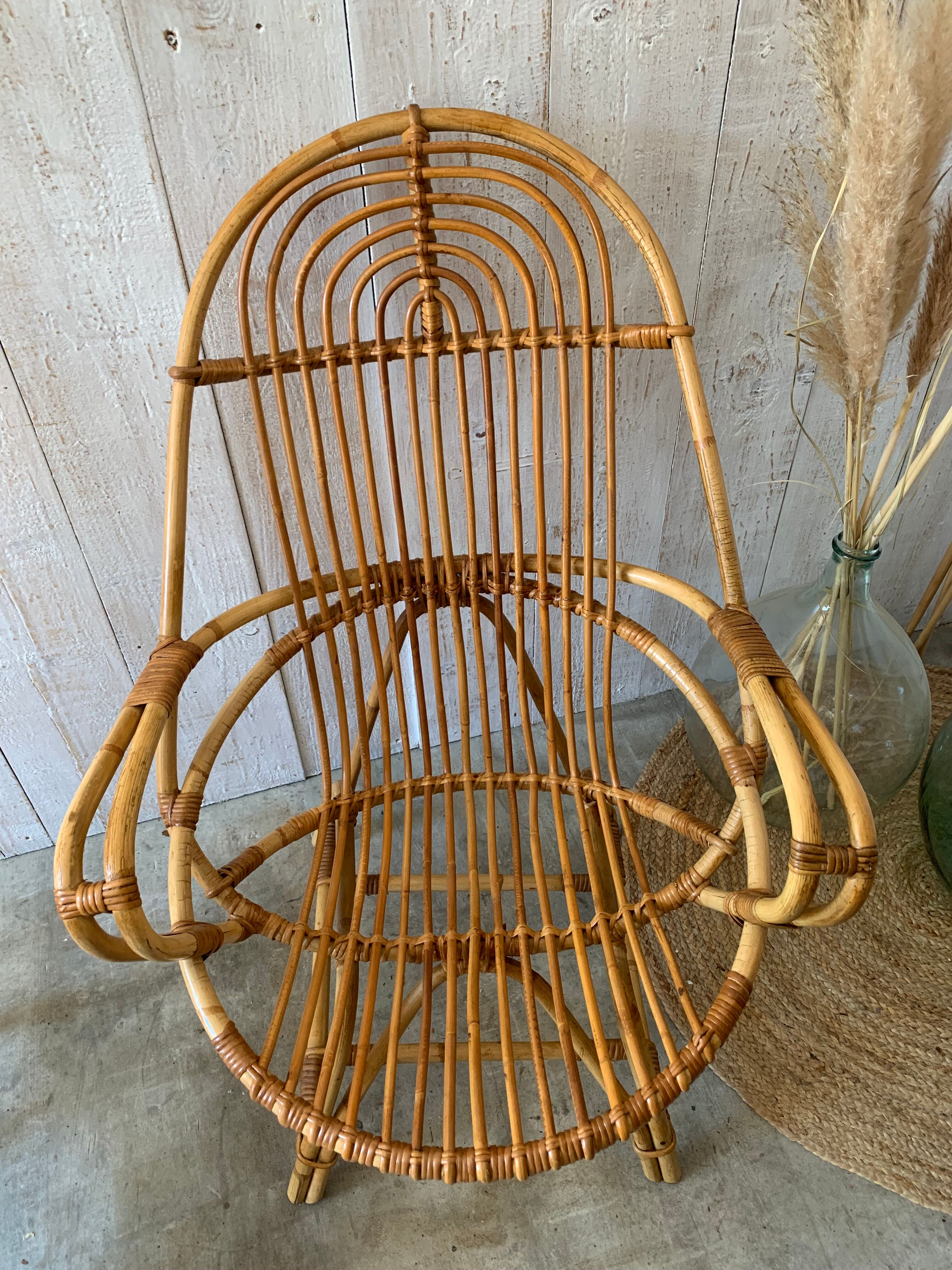 Pair of rattan armchairs