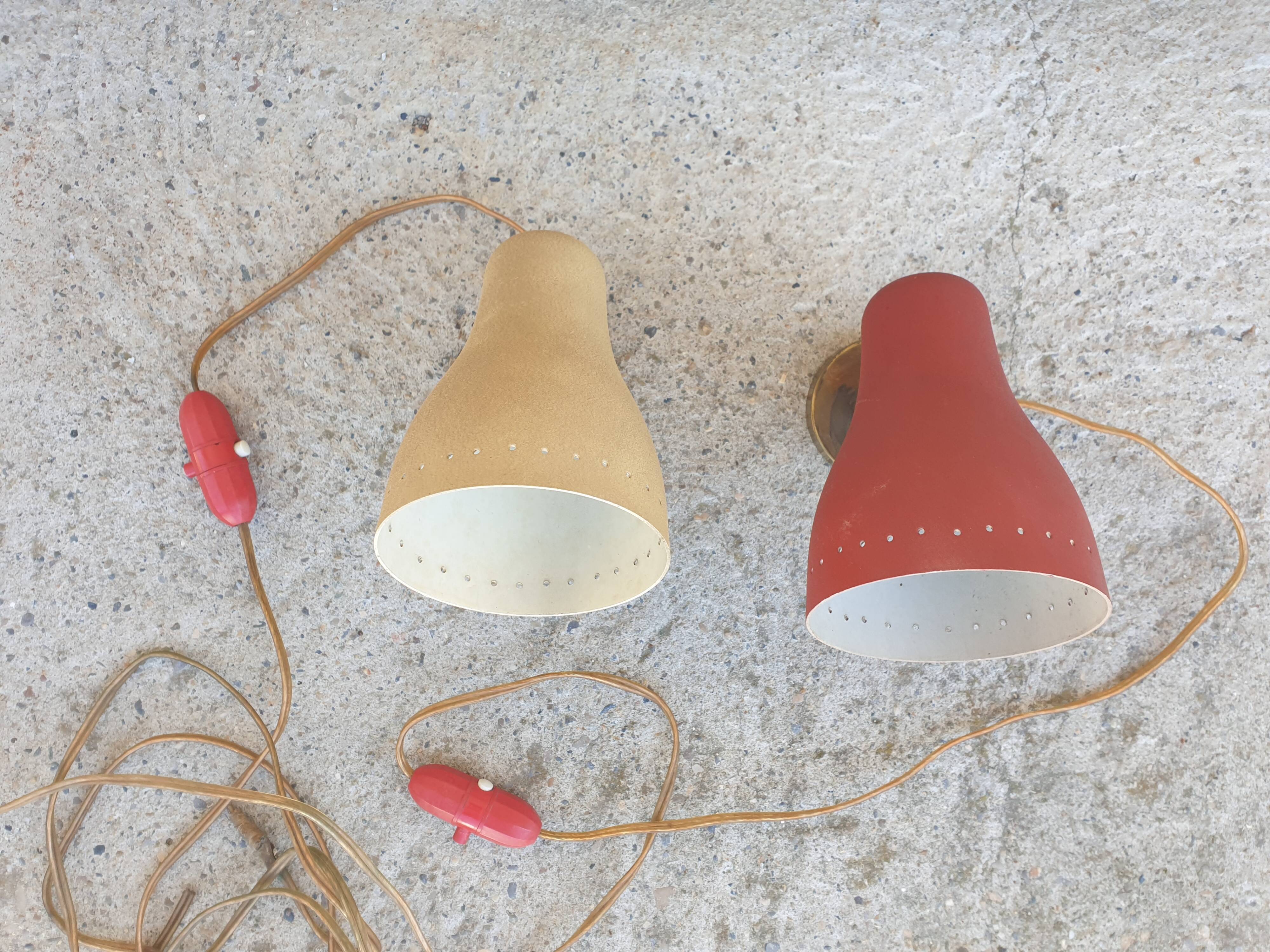 Pair of 50s casserole wall lamps