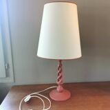 Pair of vintage twisted wood lamps