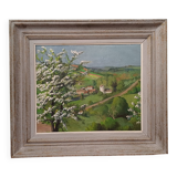 HST painting spring landscape signed vintage 70