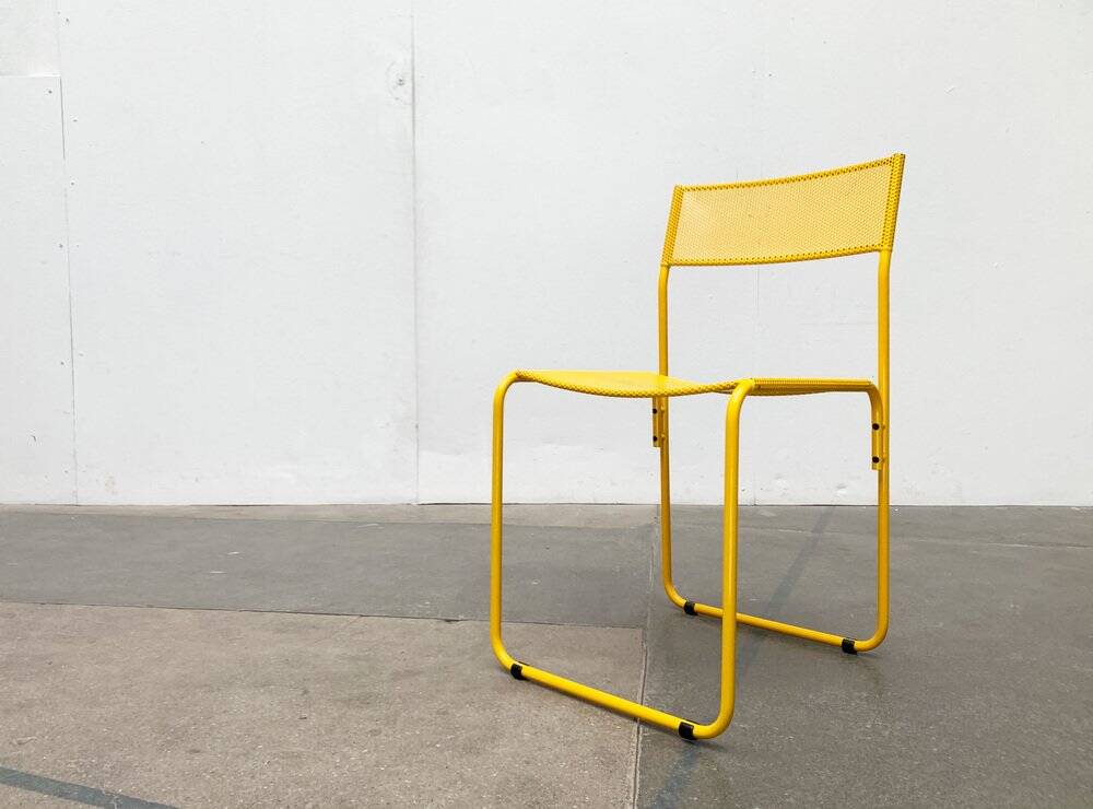 Italian perforated metal chair from the mid-century space age, 1960s.