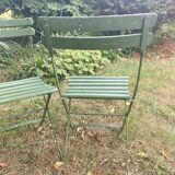 Antique folding garden chairs with wooden slats