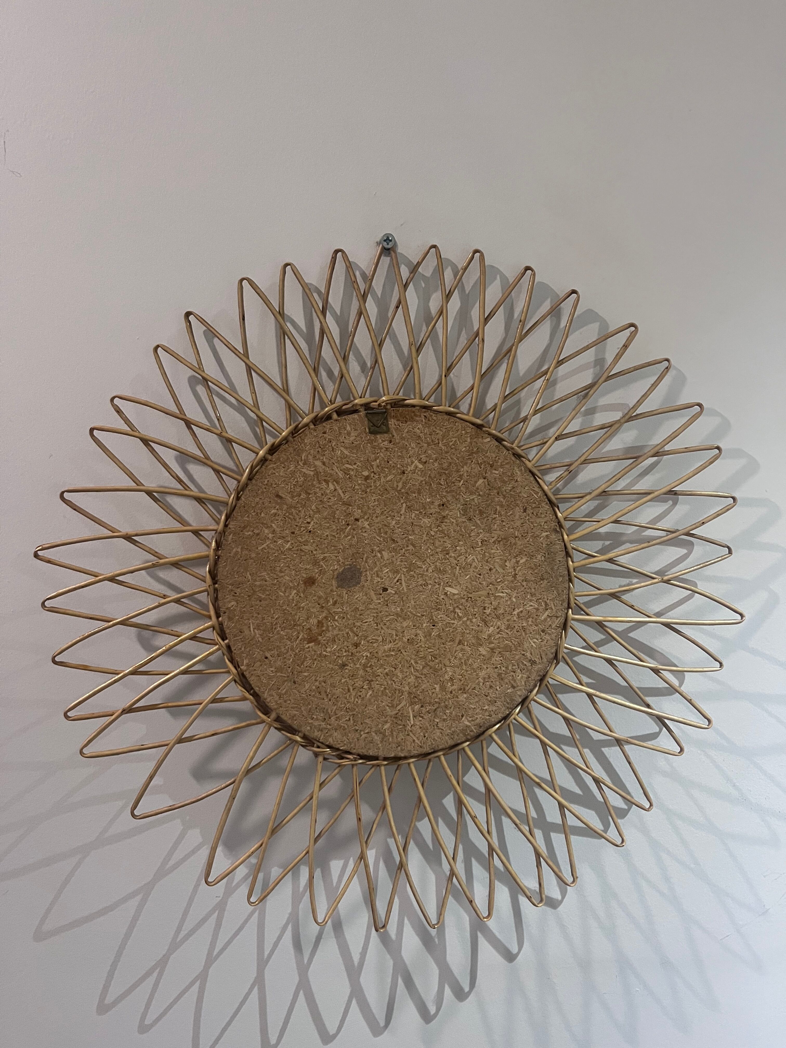Miroir rotin vintage, 40 cm