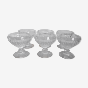 6 verrines vintage en verre moulé