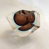 Sommerso faceted ashtray and pocket tray, made of Murano glass.