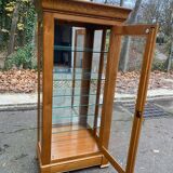 Louis Philippe illuminated display cabinet in solid oak from the 20th century