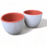 2 6cm ceramic tumblers enameled inside, espresso or aperitif cups