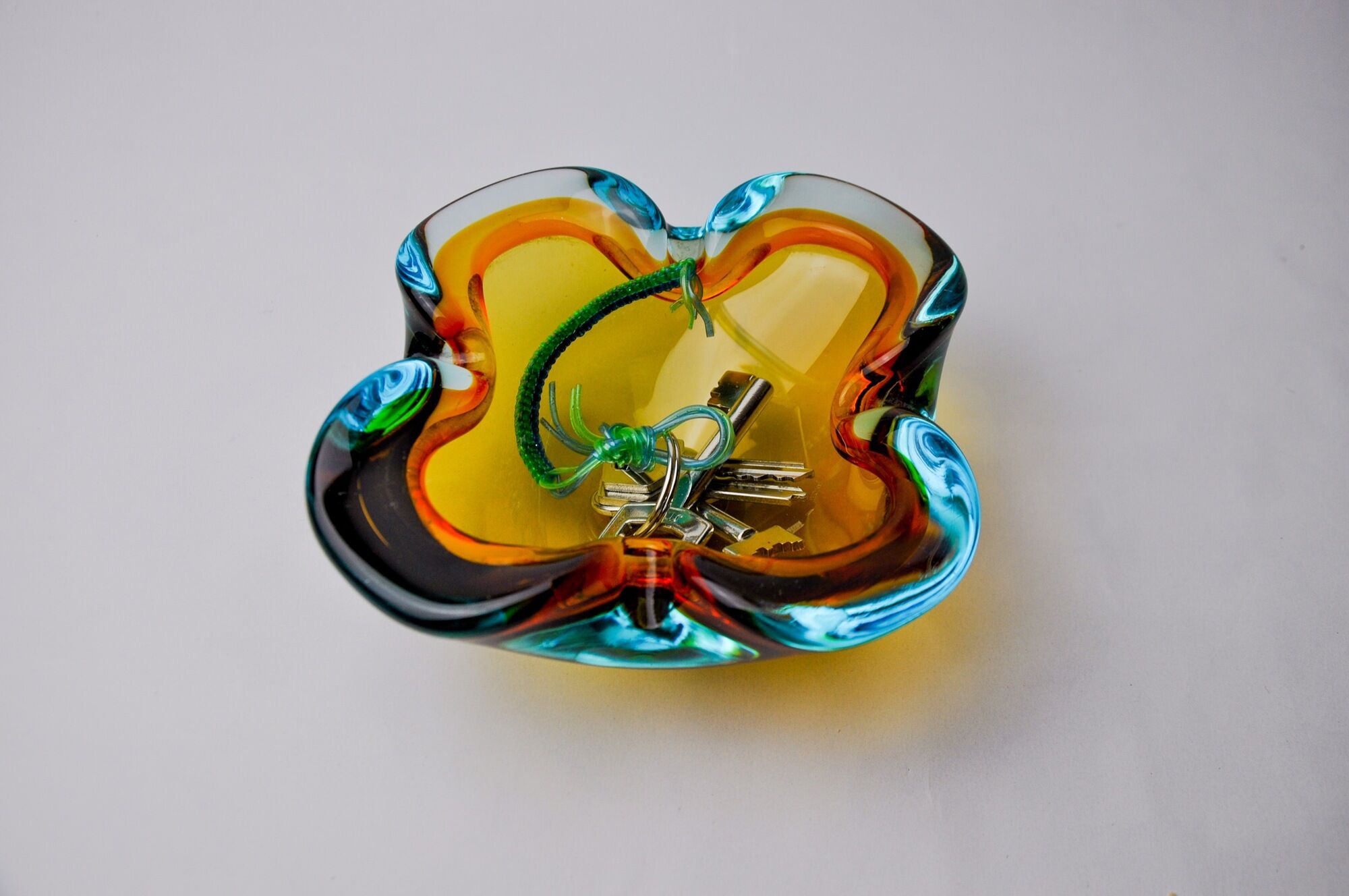 Multicolored Sommerso ashtray by seguso, murano glass, Italy, 1970