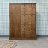 Meuble de métier à clapets en chêne, rénové